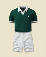 RL Prestige Cable Knit Polo & Shorts Set