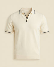 Open Collar Knit Polo Shirt