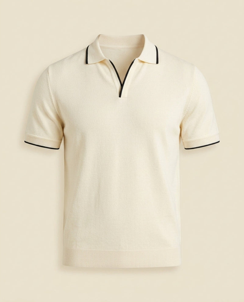 Open Collar Knit Polo Shirt