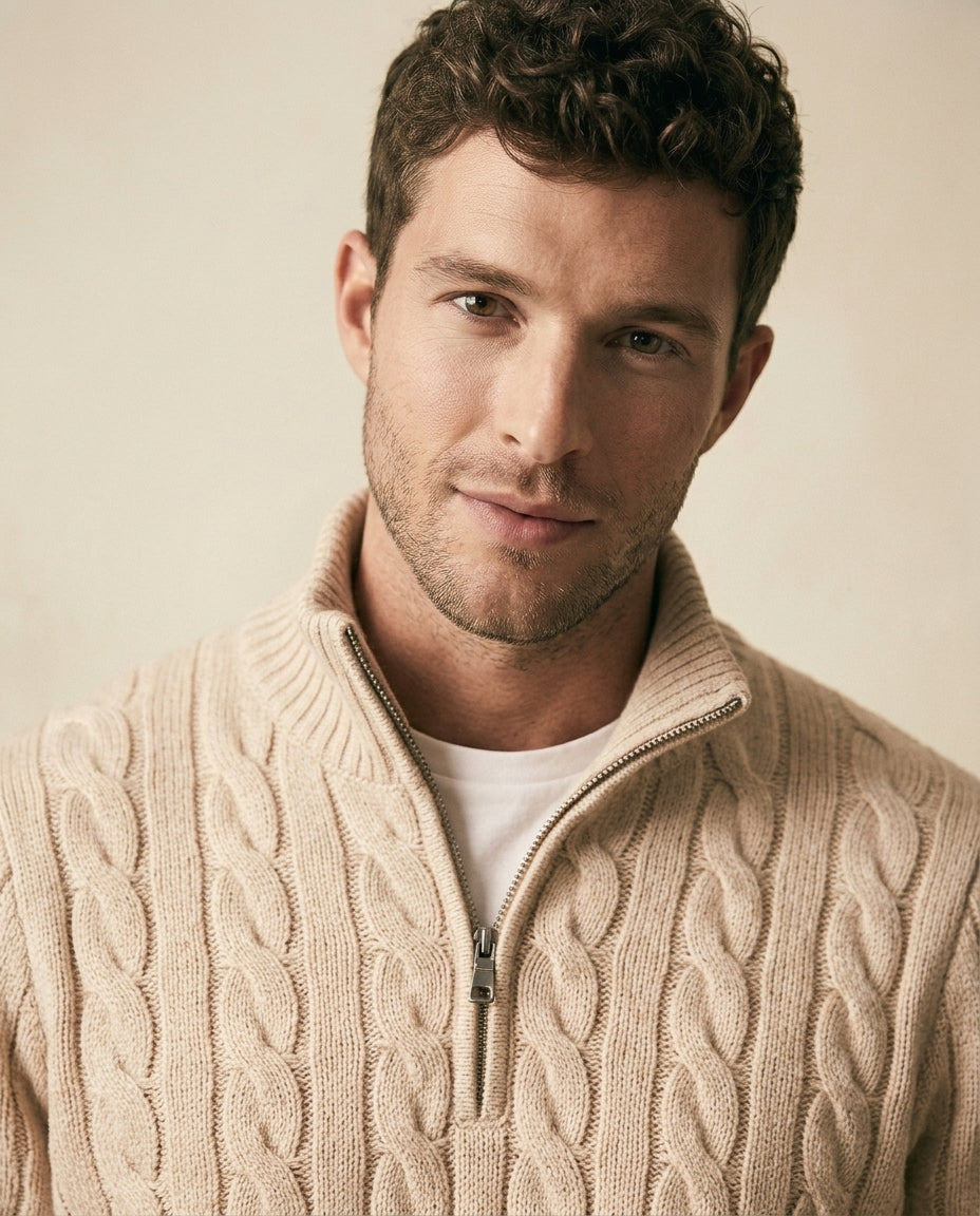Cable Knit Quarter-Zip & Chino Set