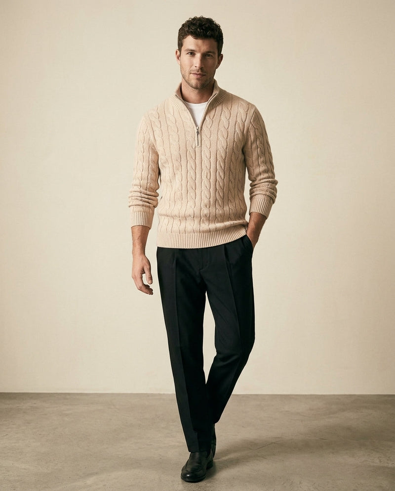 Cable Knit Quarter-Zip & Chino Set