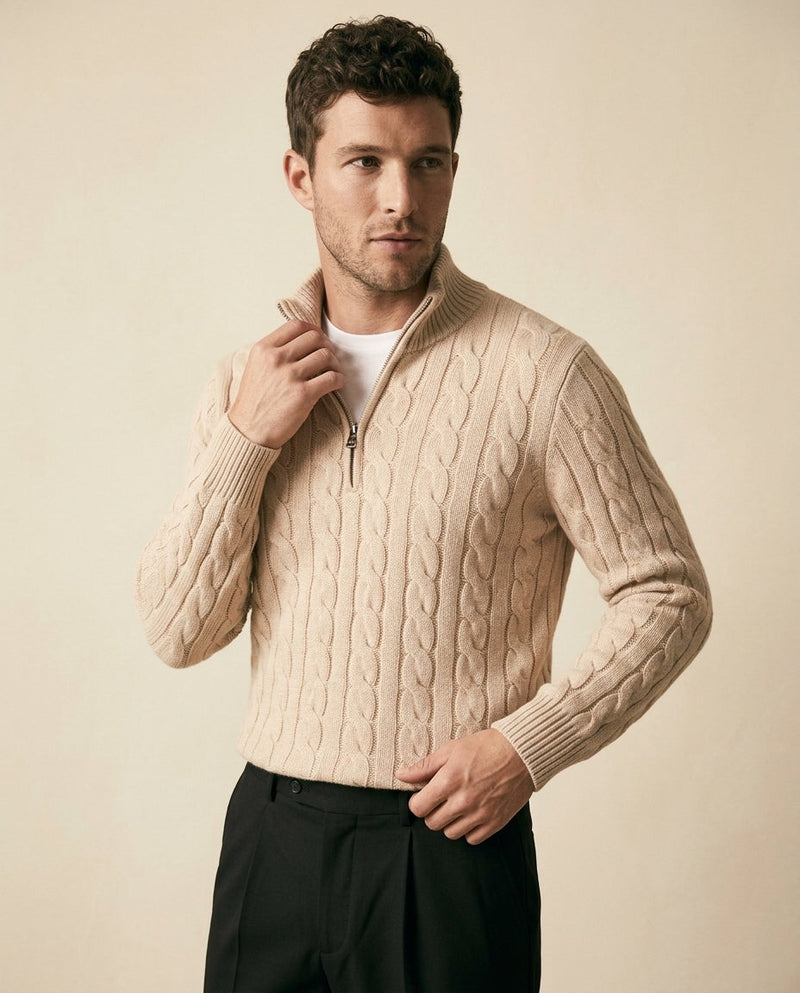 Cable Knit Quarter-Zip & Chino Set