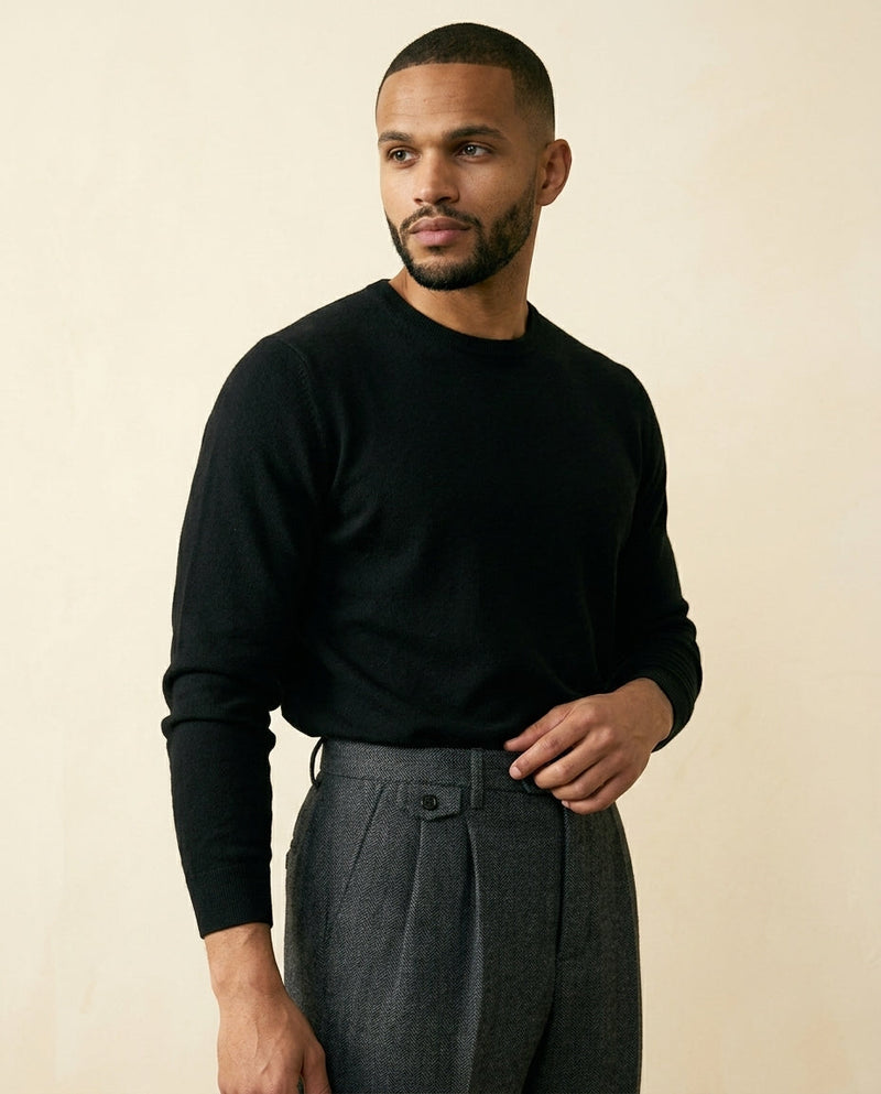 Herringbone Pleated Trouser