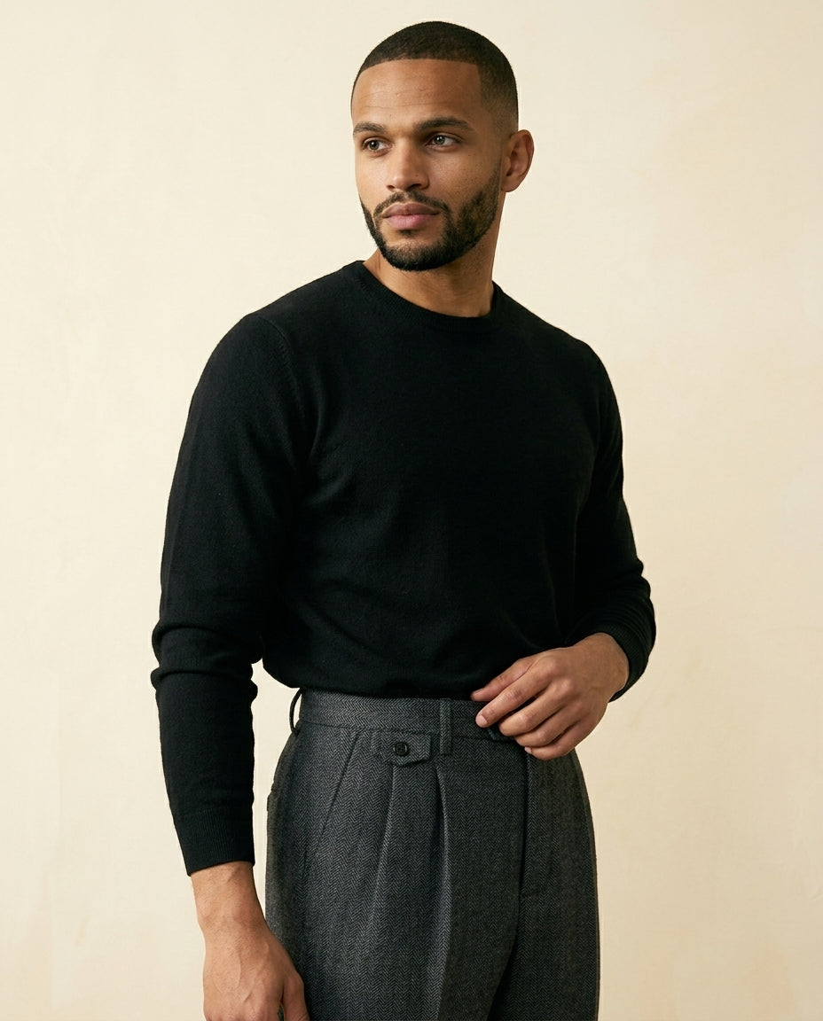 Herringbone Pleated Trouser