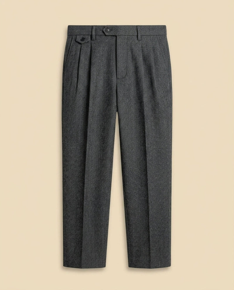 Herringbone Pleated Trouser