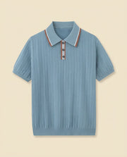 Herringbone Knit Polo Open Collar