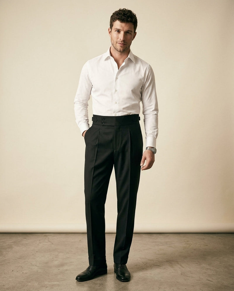 Double Pleat High-Waist Trouser Black