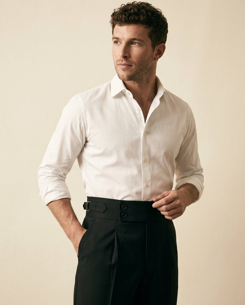 Double Pleat High-Waist Trouser Black