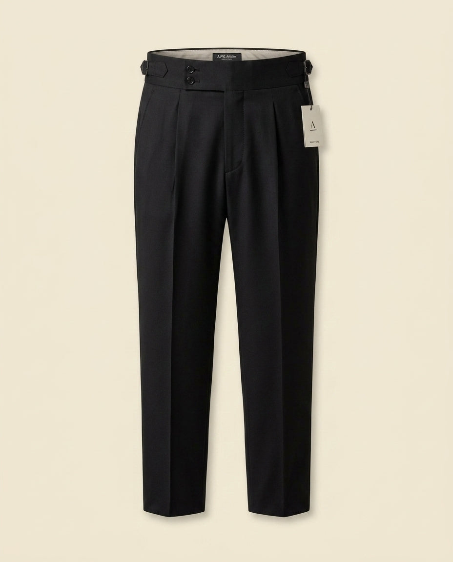 Double Pleat High-Waist Trouser Black