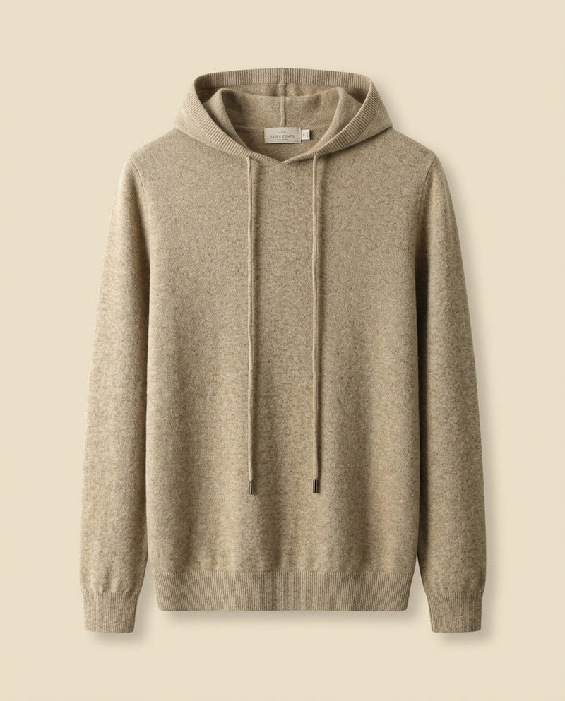 Cashmere-Blend Knit Hoodie Camel