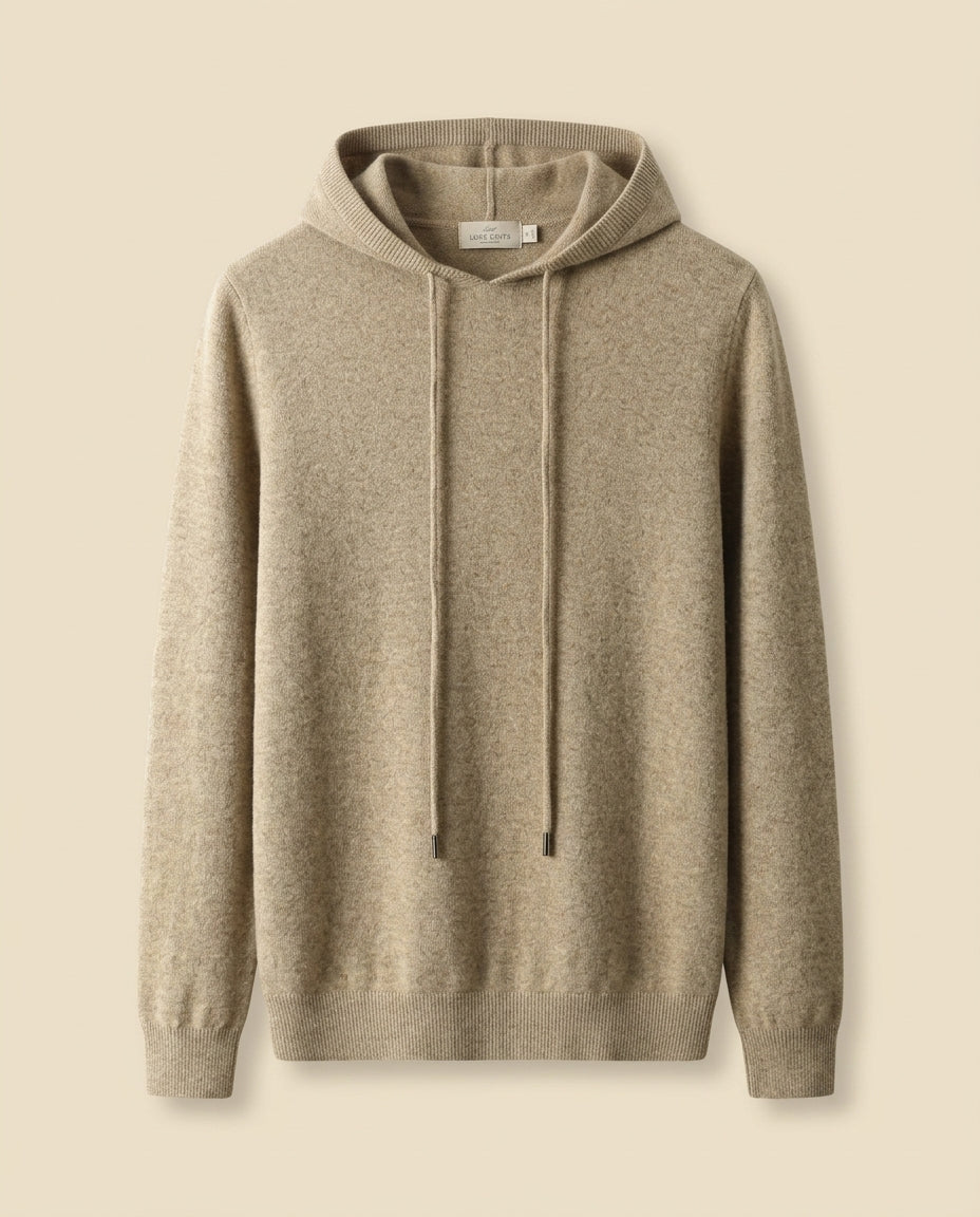 Cashmere-Blend Knit Hoodie Camel