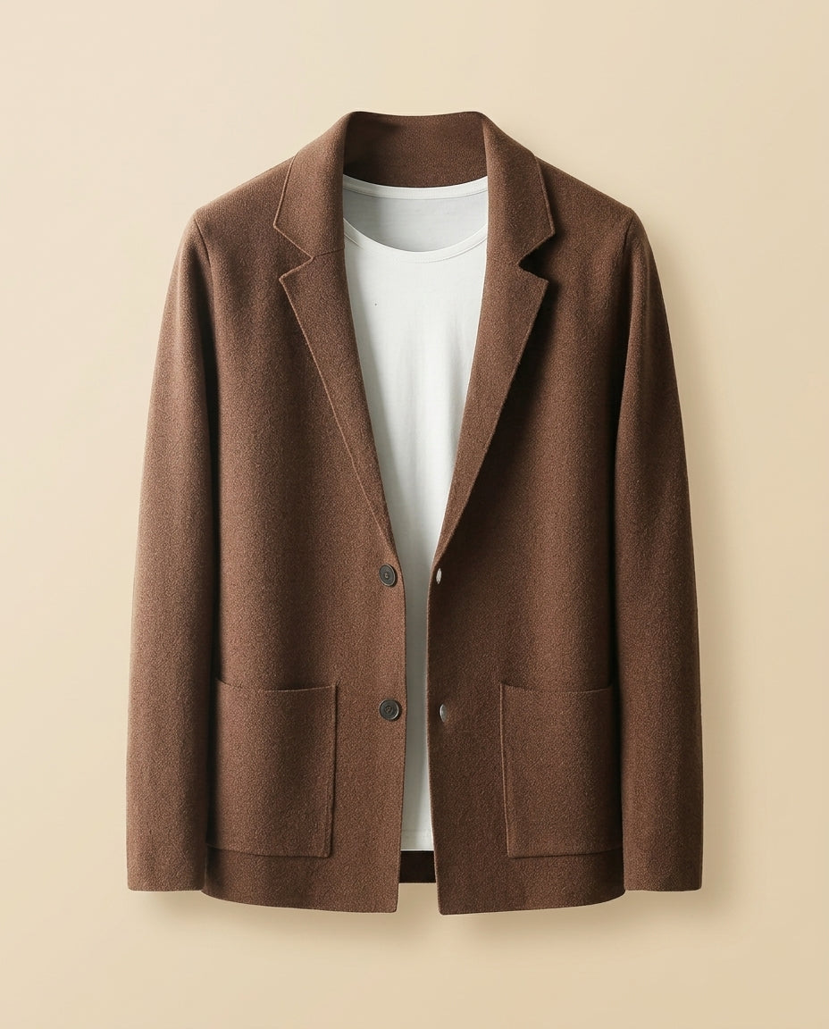 Wool-Blend Casual Blazer Camel