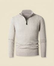 Ribbed Quarter-Zip Sweater Cream