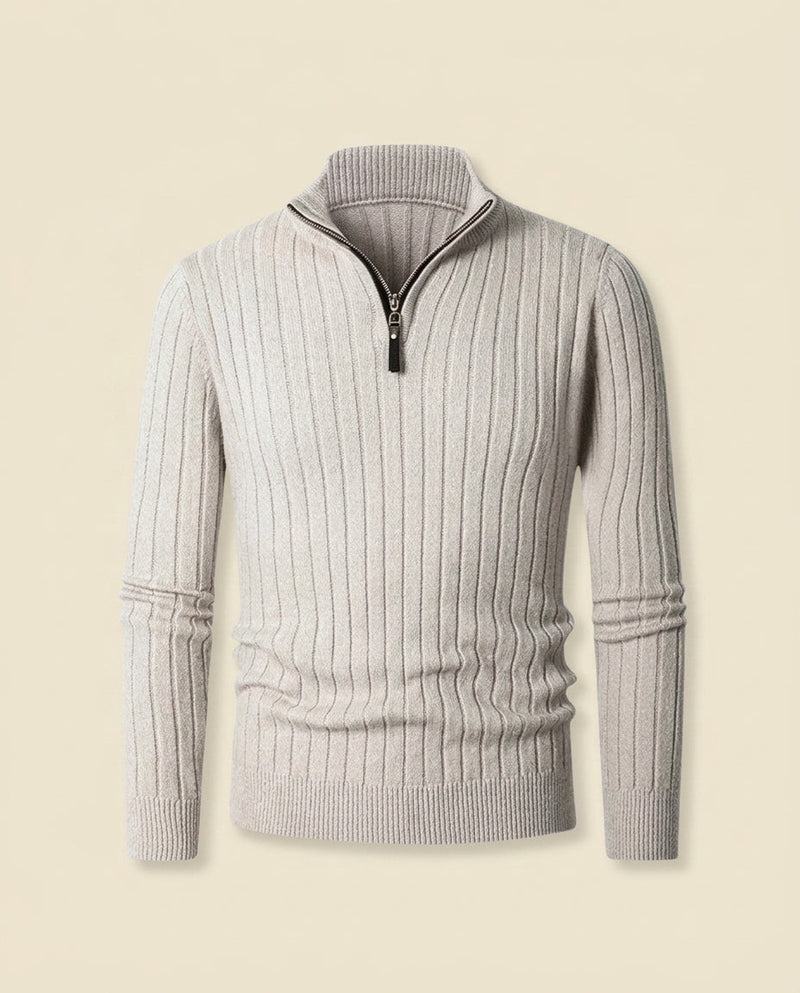 Ribbed Quarter-Zip Sweater Cream