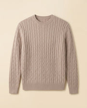 Cable Knit Crewneck Sweater Taupe