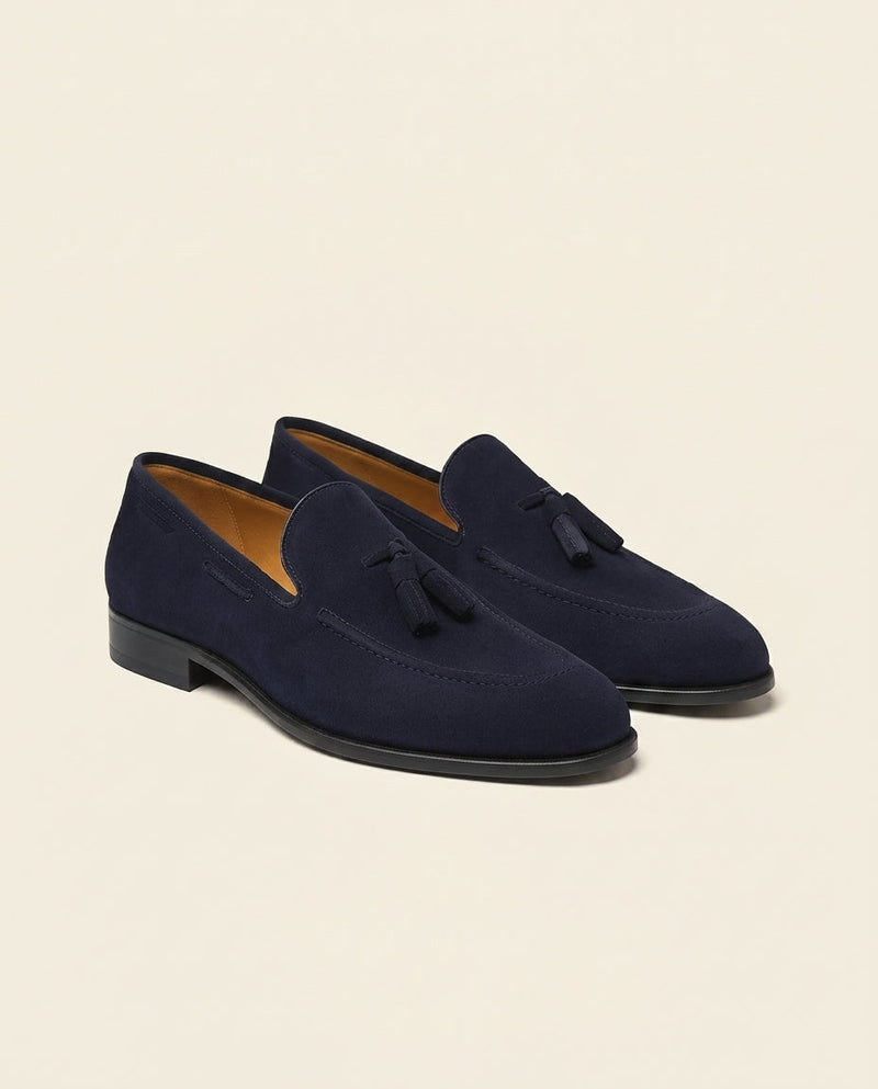 Suede Tassel Loafer Navy