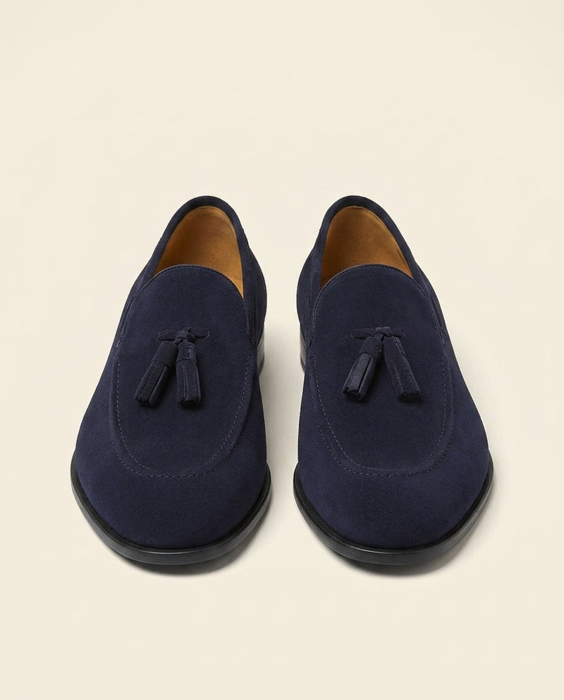 Suede Tassel Loafer Navy