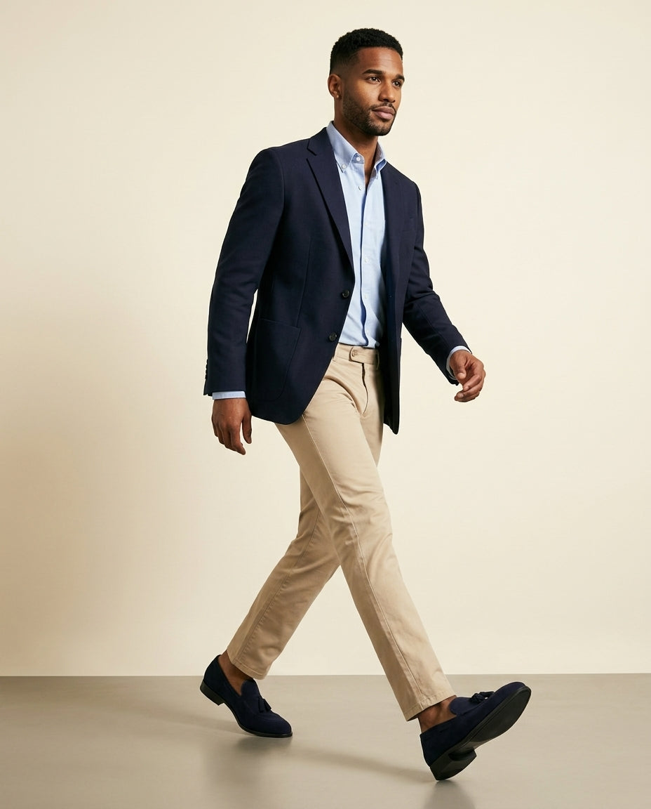 Suede Tassel Loafer Navy