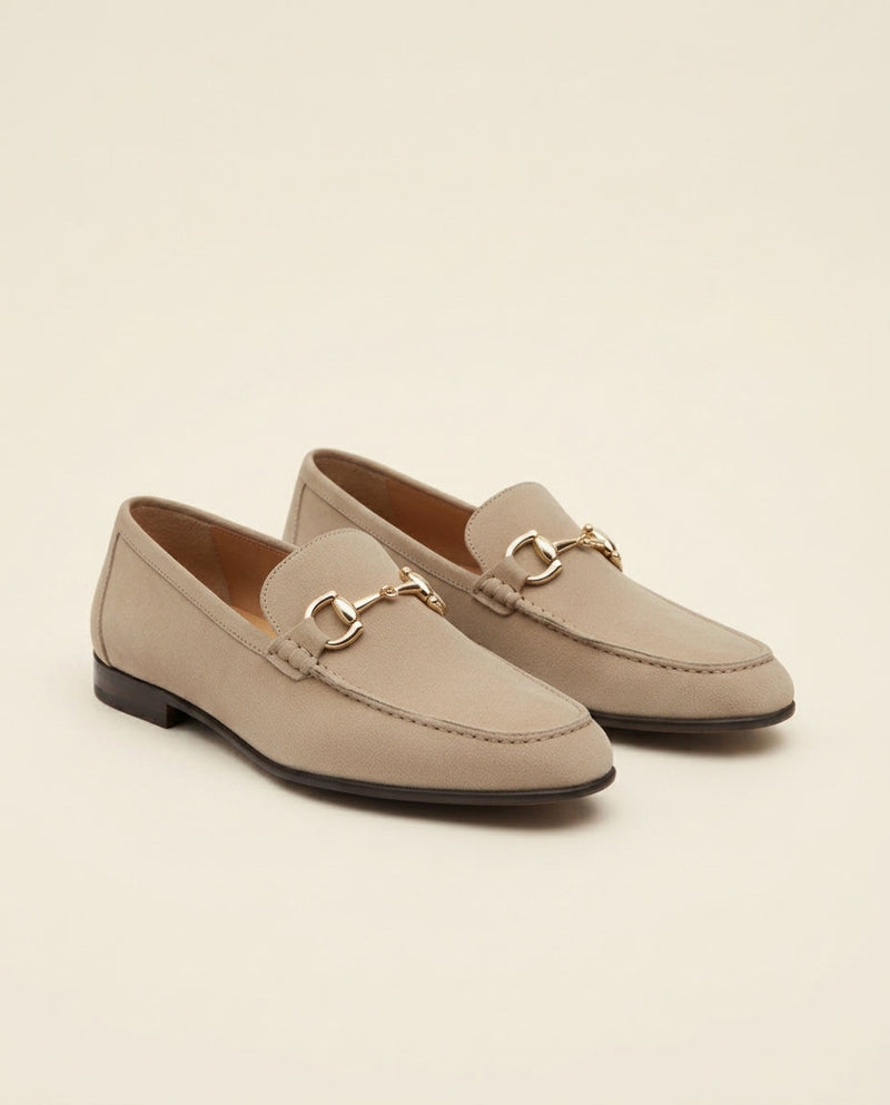 Suede Horsebit Loafer Beige