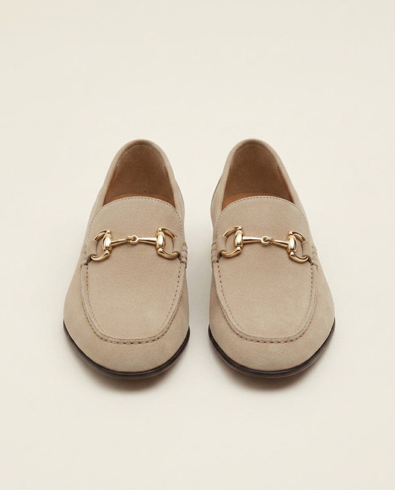 Suede Horsebit Loafer Beige