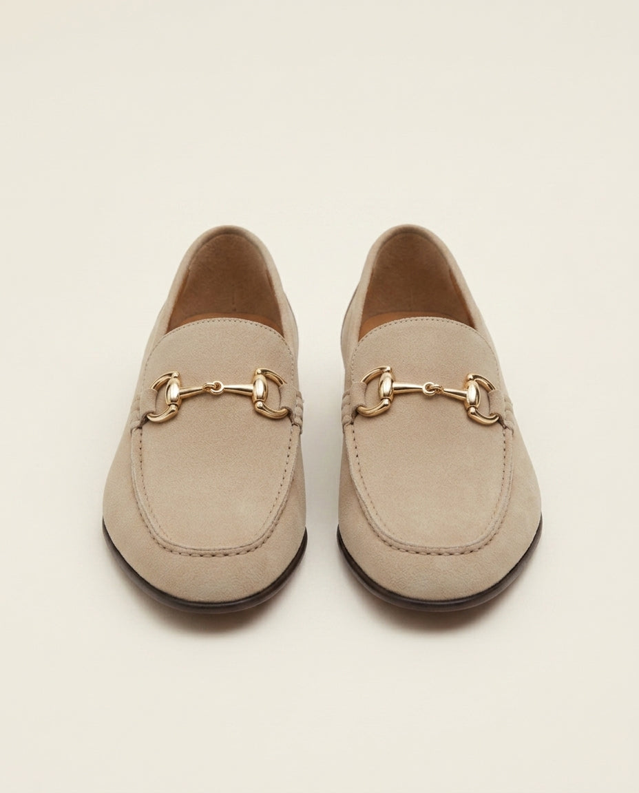 Suede Horsebit Loafer Beige
