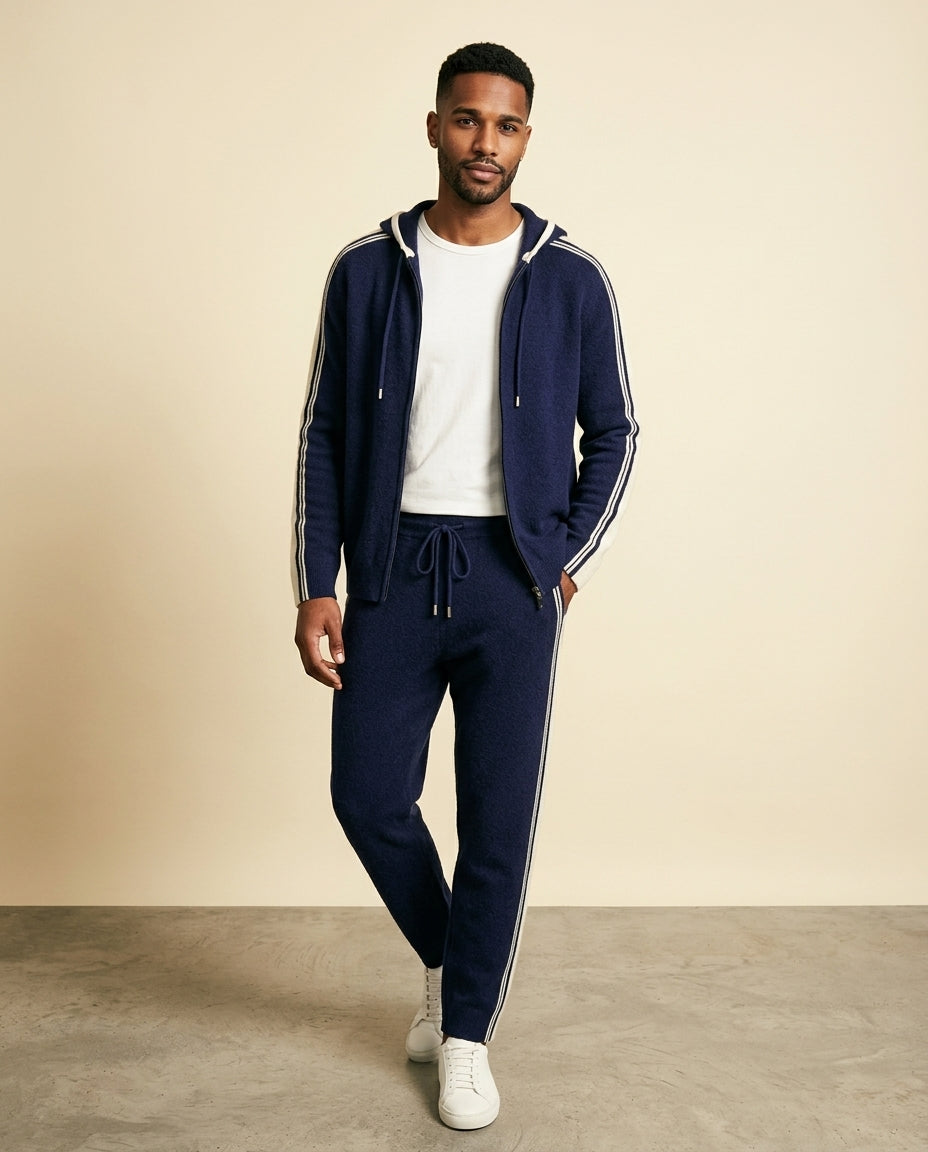 Cashmere-Blend Tracksuit Set Navy