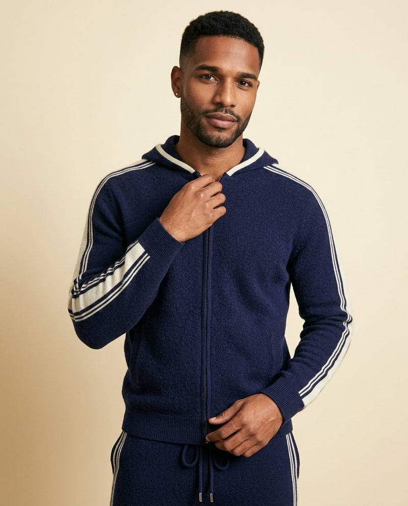 Cashmere-Blend Tracksuit Set Navy