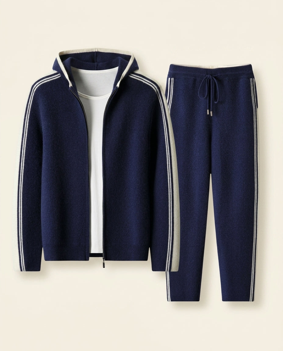 Cashmere-Blend Tracksuit Set Navy