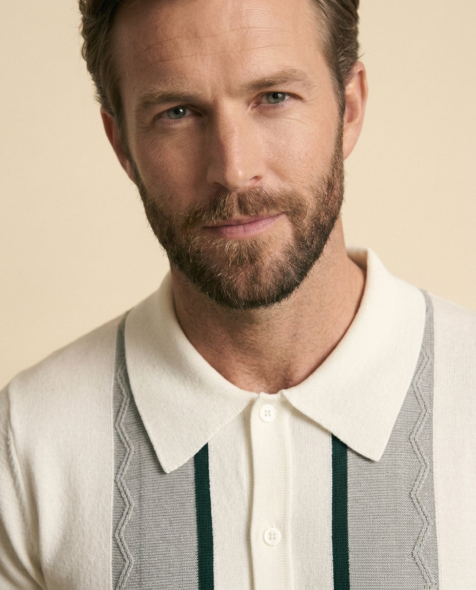 Argyle Stripe Polo White Multi