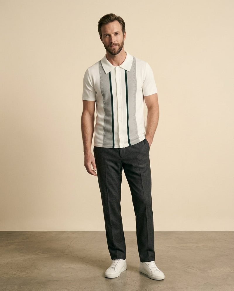 Argyle Stripe Polo White Multi