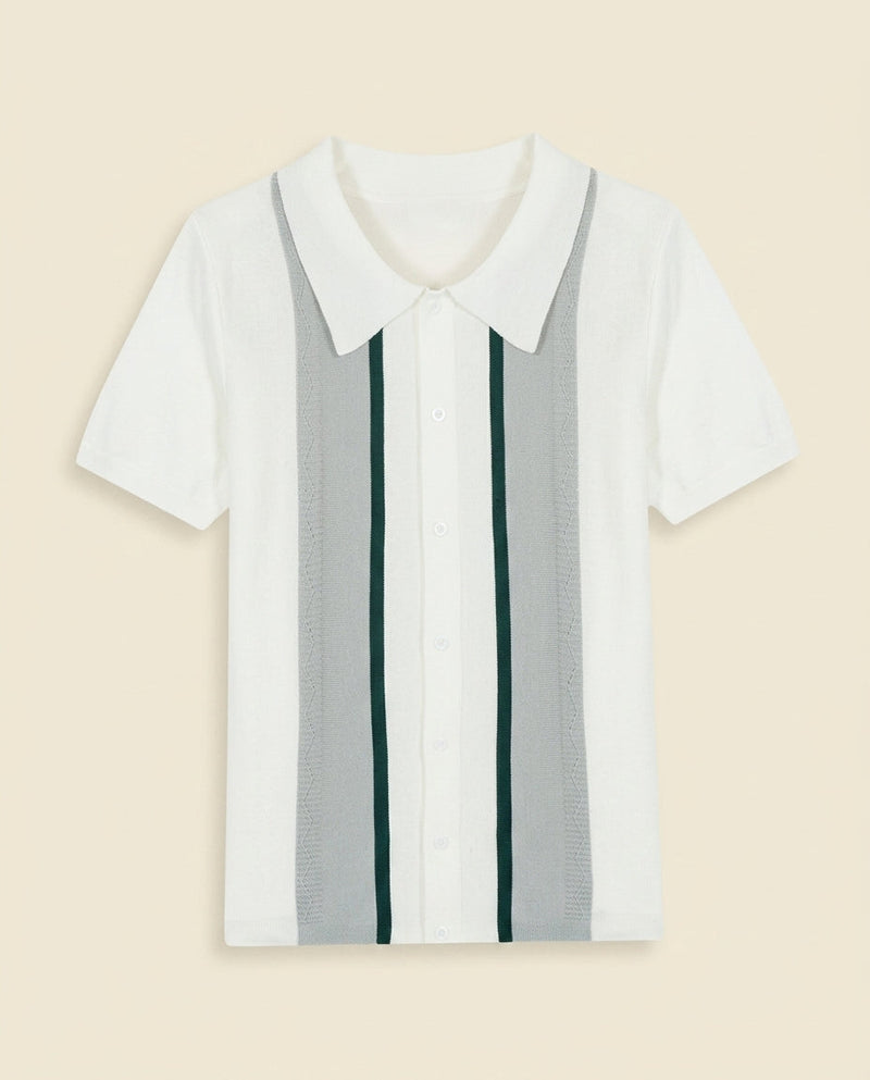 Argyle Stripe Polo White Multi