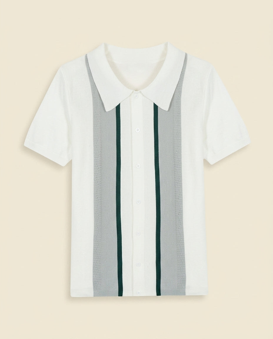 Argyle Stripe Polo White Multi