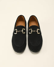 Suede Horsebit Loafer Black