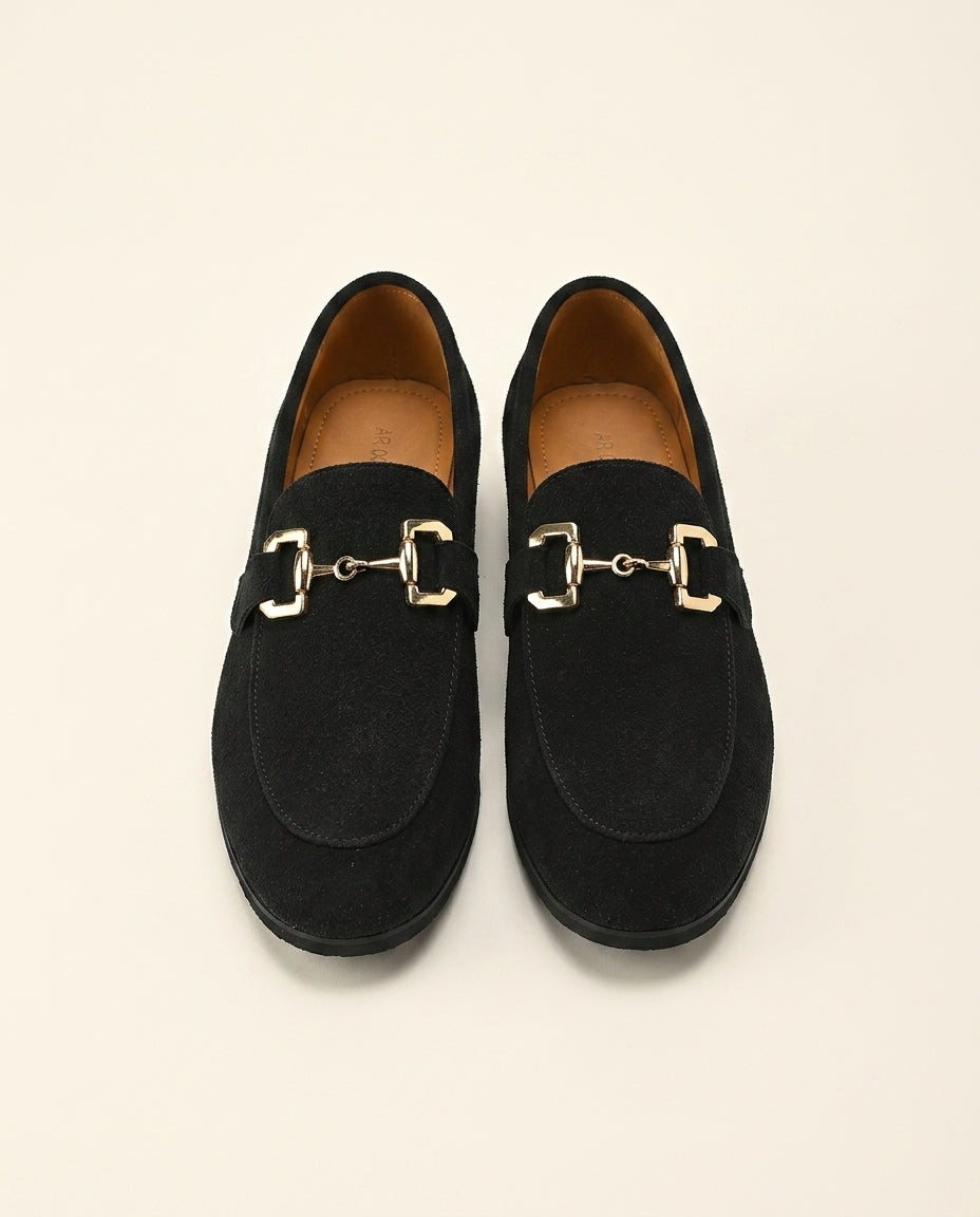 Suede Horsebit Loafer Black