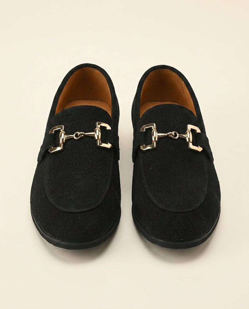 Suede Horsebit Loafer Black