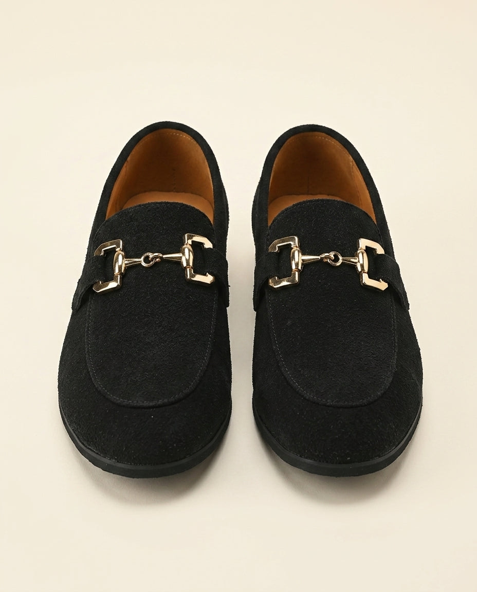 Suede Horsebit Loafer Black