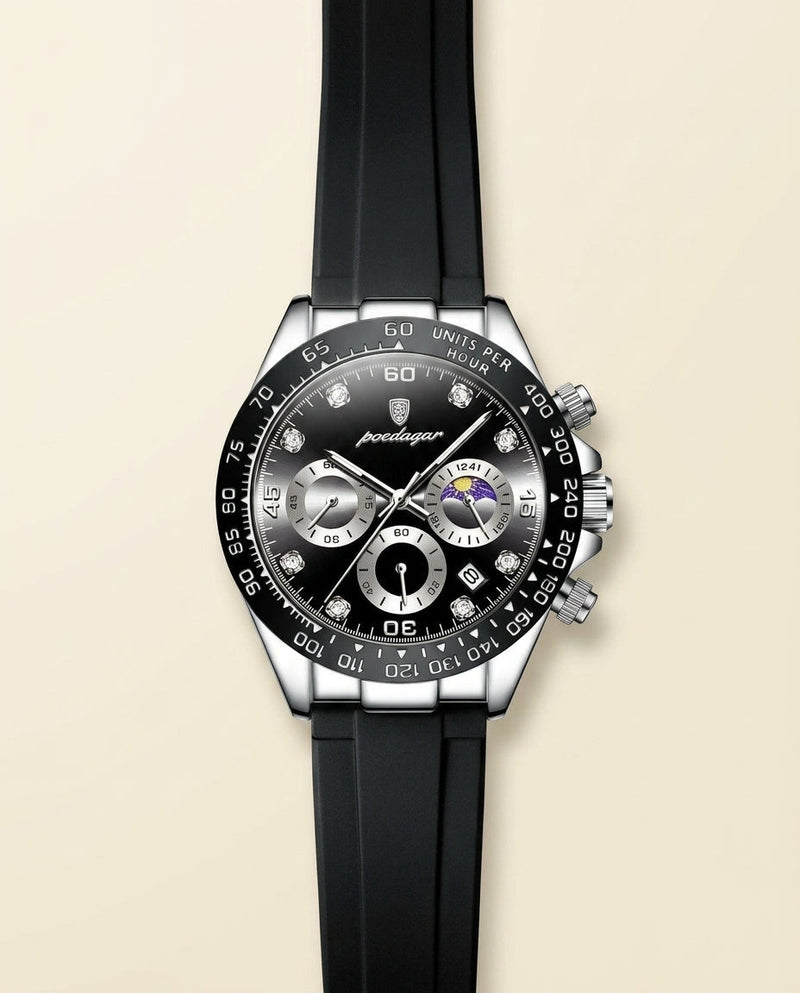 PD Signature Moonphase Rubber Strap Watch