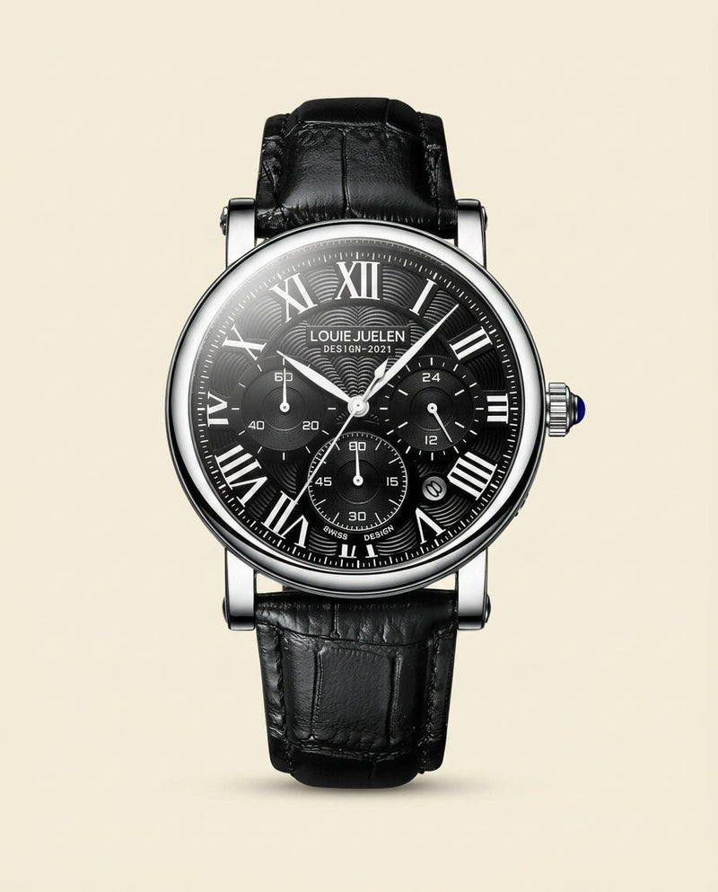 LJ Prestige Roman Dial Leather Watch