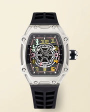 Skeleton Sport Tonneau Watch Silver