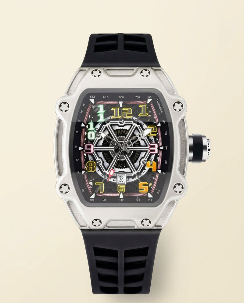 Skeleton Sport Tonneau Watch Silver