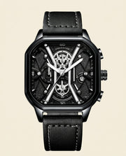 PD Elite Skeleton Square Chronograph Black