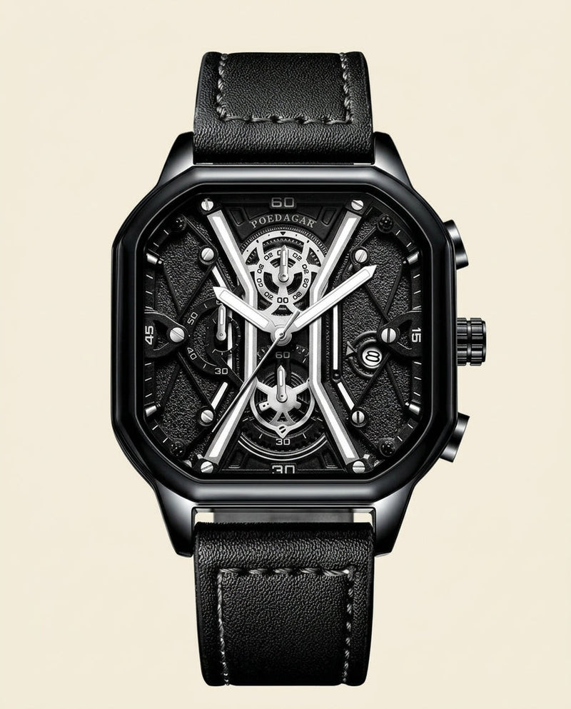 PD Elite Skeleton Square Chronograph Black