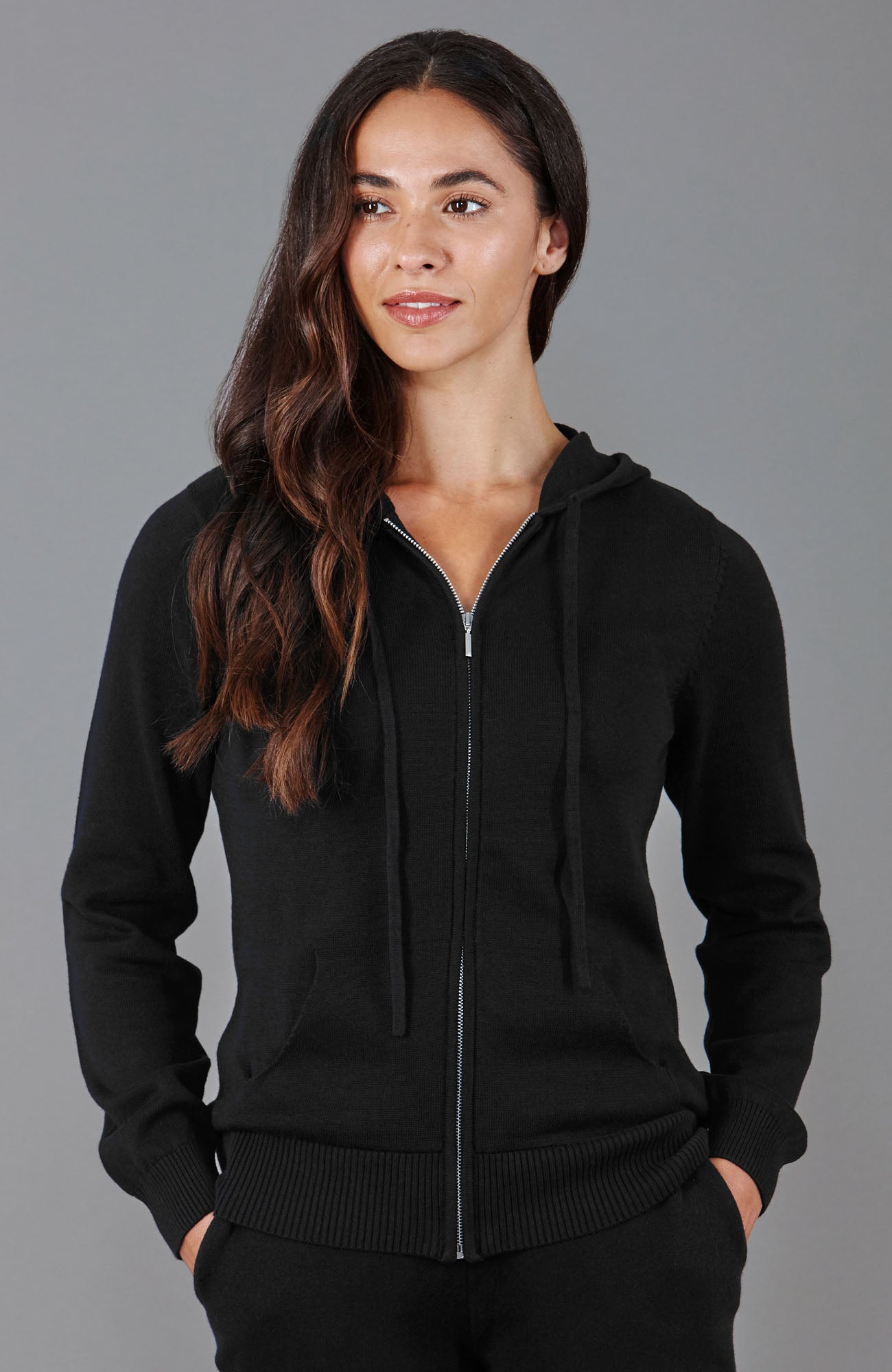 Womens Lightweight Cotton Zip Through Hoodie