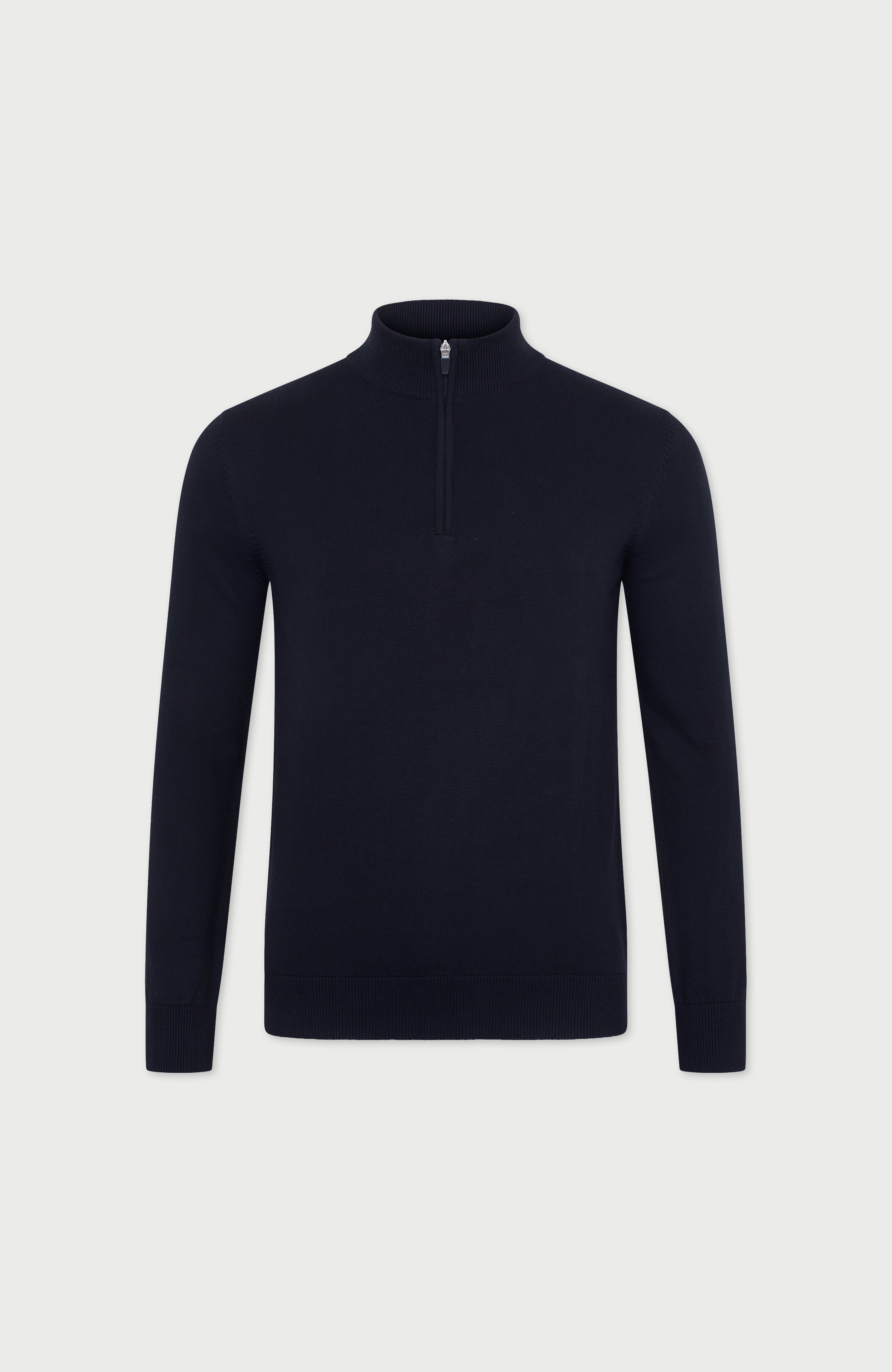 Mens Lightweight Cotton Zip Neck Jumper