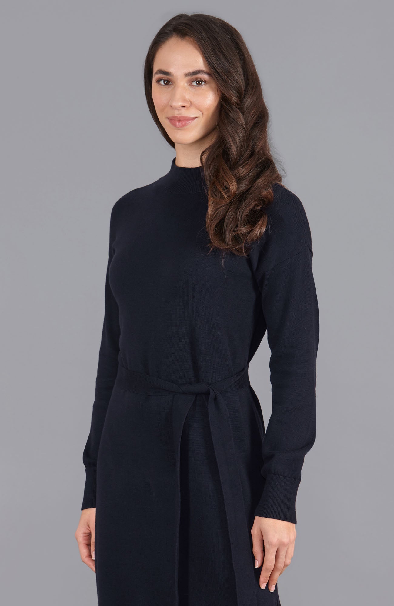 Womens Lightweight Cotton Mock Neck Dress