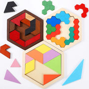 Montessori Wooden Hexagon Puzzle for Kid Tangram