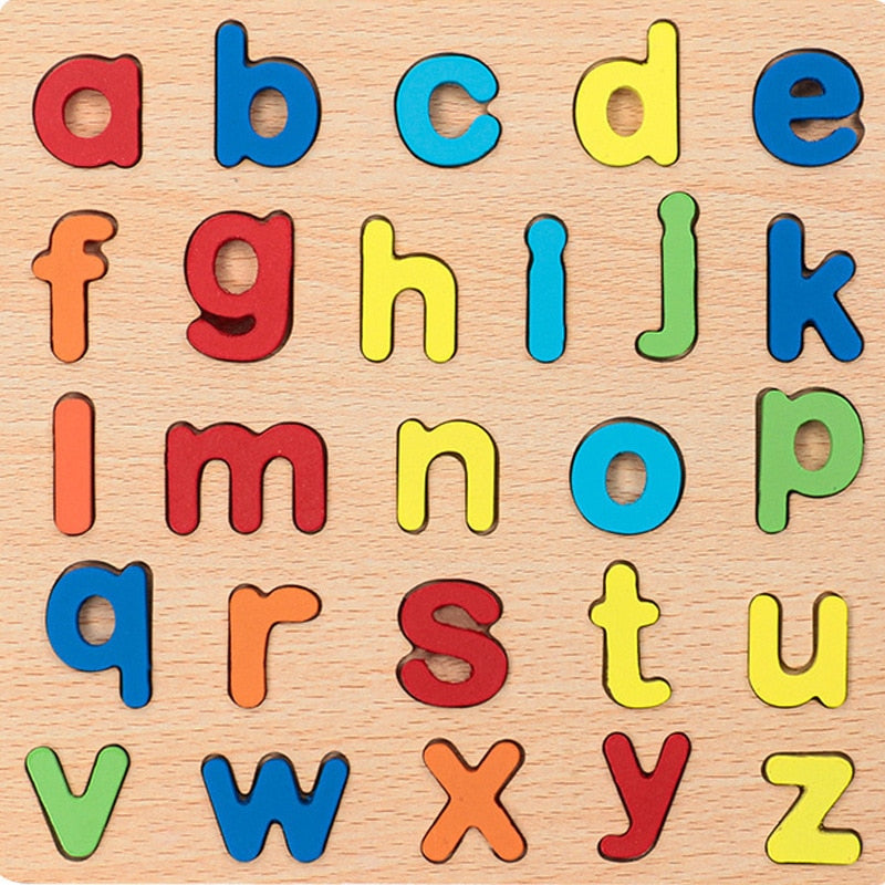 Montessori Children's 3D Wooden Puzzle with Alphabet and Number Shapes
