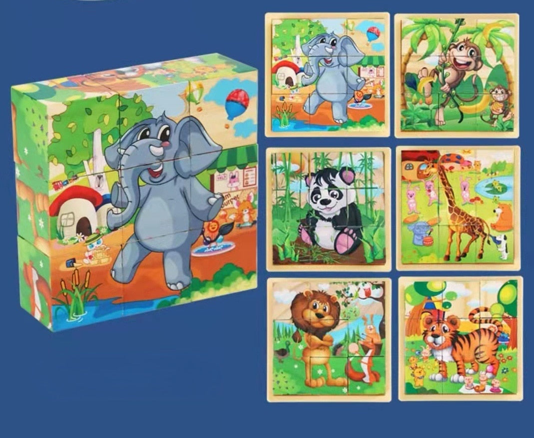 Montessori 9 Pieces Six-sided 3D Cubes Jigsaw Puzzles (3-6 Years Old)