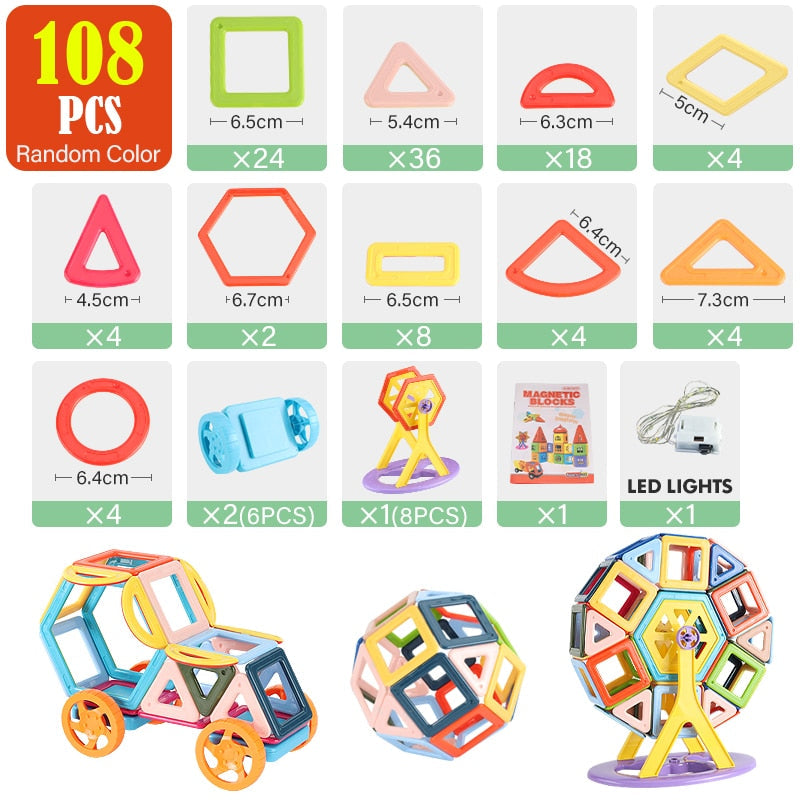 Montessori Magnetic Construction Kit with up to 377 Pieces
