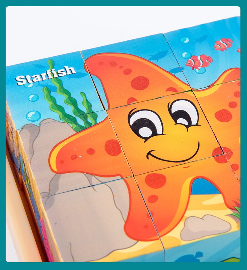 Montessori 9 Pieces Six-sided 3D Cubes Jigsaw Puzzles (3-6 Years Old)